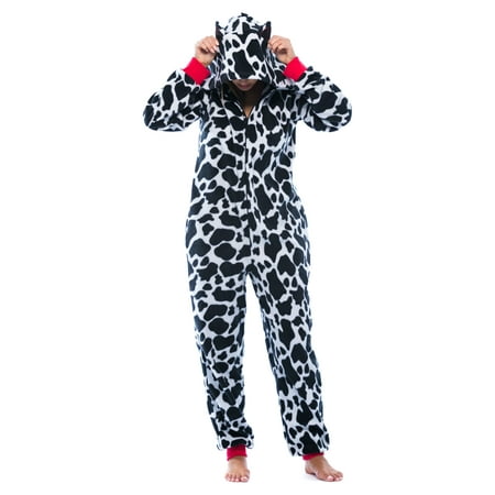 Just Love Adult Bodysuit with Animal Prints / Pajamas (Cow  X-Small)