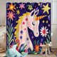 thumbnail image 2 of Cortina de ducha con diseño floral de unicornio mágico, impermeable, 180 x 200 cm, 2 of 3