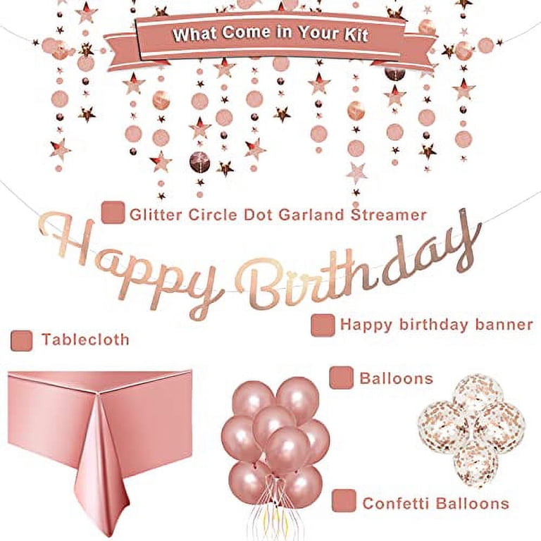 Personalisiertes Geburtstagsbanner Mit Foto – Rose Gold & Rosa, Wimpelkette Für 16., 18., 21., 30. Geburtstag Usw.
