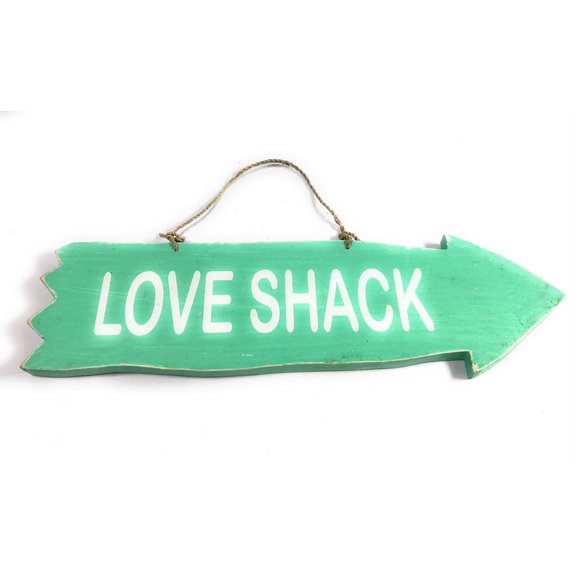 Arrow Sign "Love Shack" Wooden 12" X 4" - Turquoise | #snd25099t