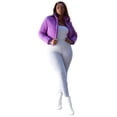 thumbnail image 2 of Rebdolls Women's Plus Size Puffer Bomber Jacket - Purple - Medium, 2 of 3
