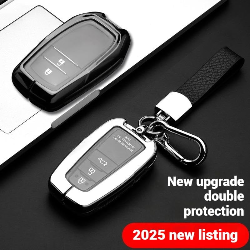 for Toyota Key Fob Cover, Zinc Alloy+TPU Key Fob Case for 2025 Camry, 2021-2025 Venza, Grand Highlander Hilux, Fortuner, 2022-2025 Tundra Tacoma Remote Key