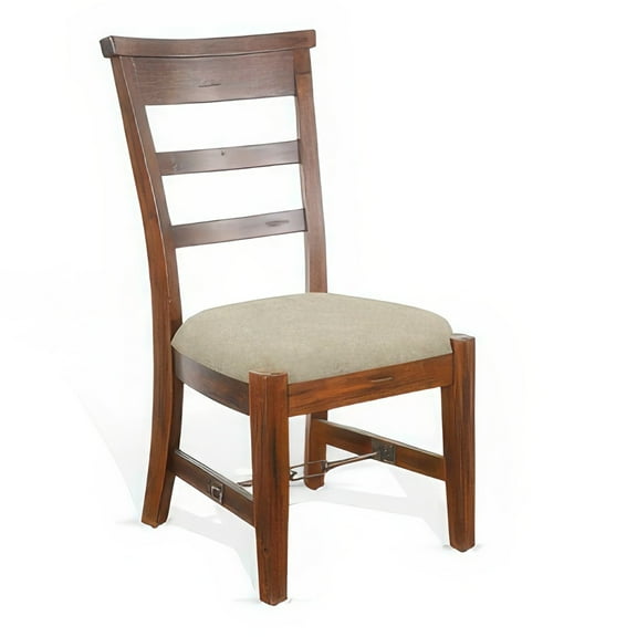 Reggie Side Dining Chair Set of 2, Ladderback, Beige, Brown Mahogany