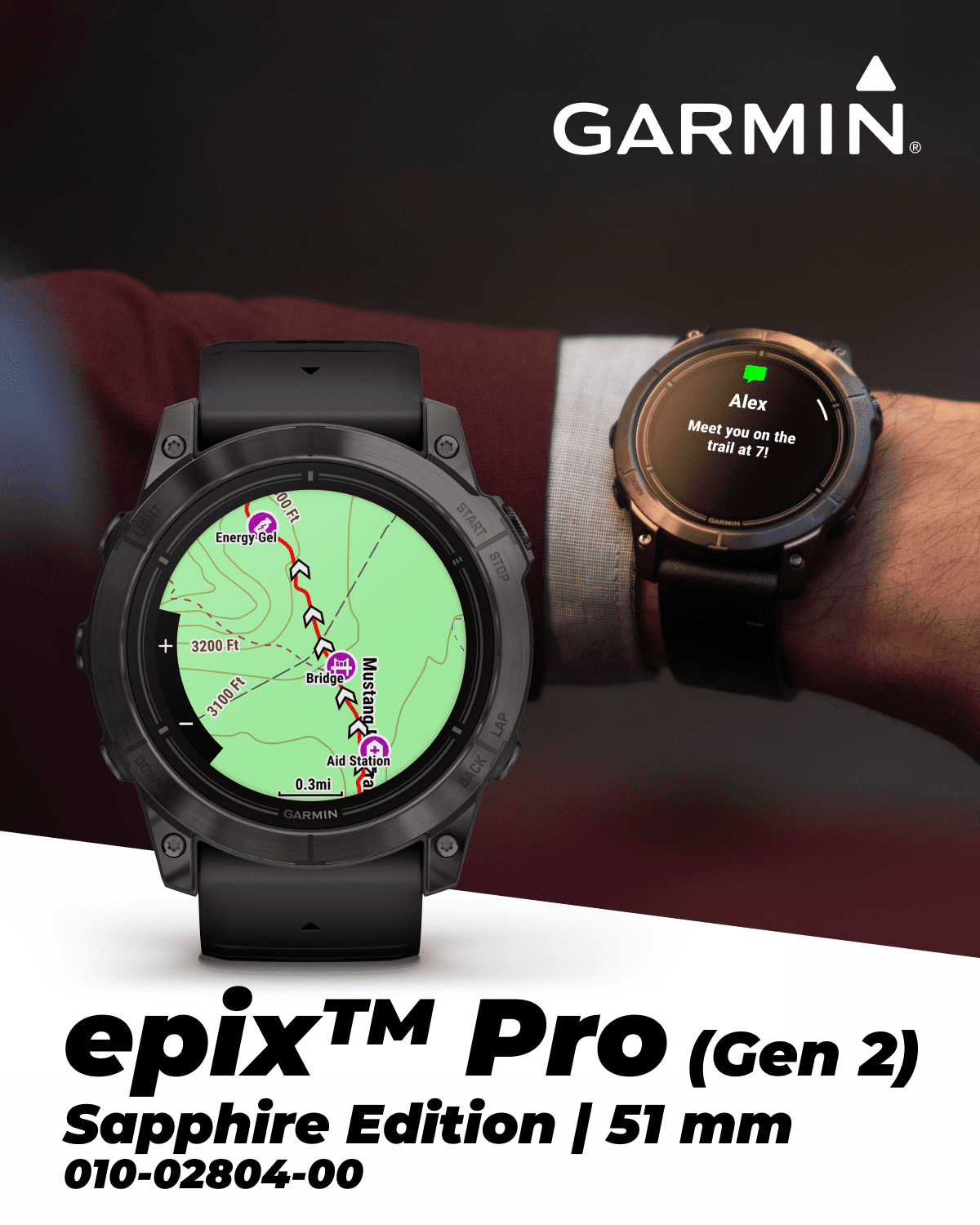 Garmin epix Pro (Gen 2) Sapphire Edition, 51mm, High Performance Smartwatch,  Advanced Training Technology, Built-in Flashlight, Black with Wearable4U  Black EarBuds Bundle 
