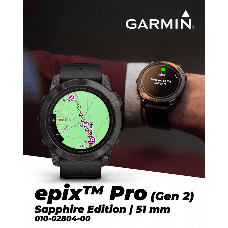 Garmin epix Pro (Gen 2) Sapphire Edition, 51mm, High Performance  Smartwatch, Advanced Training Technology, Built-in Flashlight, Black 