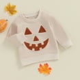 thumbnail image 2 of Toddler Baby Boy Girl Halloween Outfit Pumpkin Pullover Sweatshirt Crewneck Sweater Long Sleeve T-Shirt Tops Kids Fall Clothes, 2 of 7