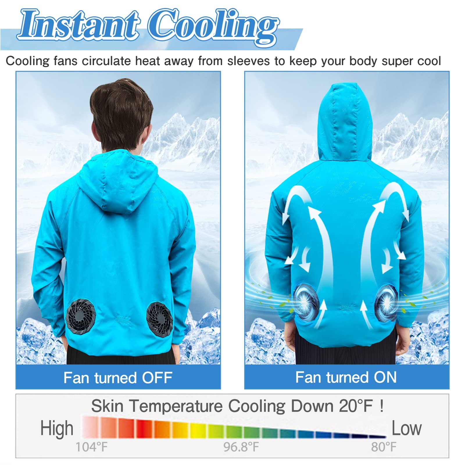 Fan Cooling Jacket for Men Women - Battery Powered 3 Speed Wearable Air  Conditioned Shirt Cool Clothing for MS Hot Weather (as1, alpha, 3x_l,  regular, regular) : : Electronics