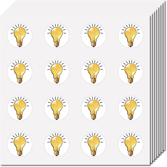 128Pcs Light Bulb Planner Stickers Helmet Sticker Decals Self-Adhesive Waterproof Sticker Round Dot Cartoon Decal Bulk Tag for Scrapbooking Crafting Calendar Water Bottles Laptop 2.5cm