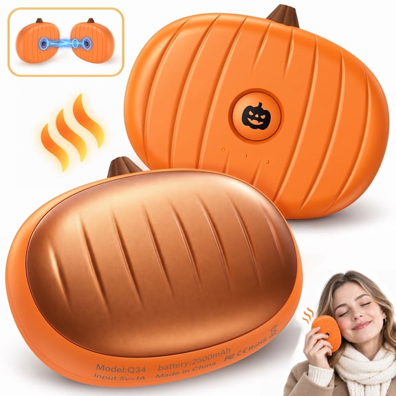 NOCOEX Hand Warmers Rechargeable, 2 Pack 5000mAh Magnetic Pumpkin Hand Warmers, 10H Warmth, Portable Reusable Heater for Golf, Hunting, Camping, Winter Outdoor Gifts for Women Men