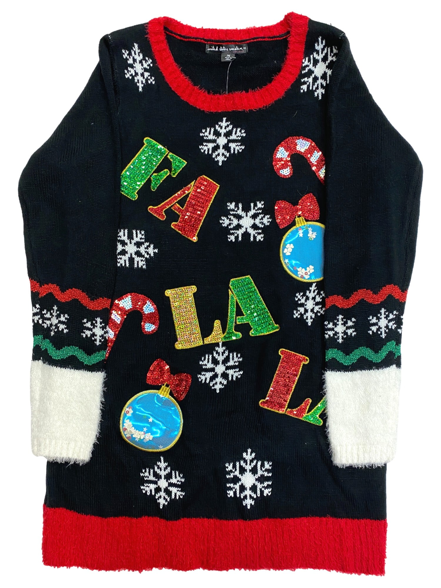 Womens Black Sequin Embellished Fa La 