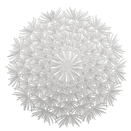 

PVC Bronzing Hollow Non- Kitchen Placemat Coaster Insulation Pad Dish Mat Home Hotel Decor Silver