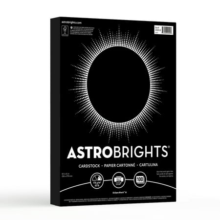 Astrobrights Colored Cardstock, 8.5" x 11", 65 lb/176 Gsm, Eclipse Black, 100 Sheets