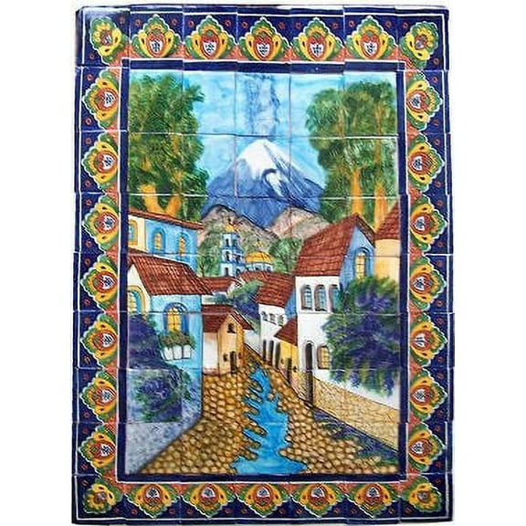 Volcano Clay Talavera Tile Mural