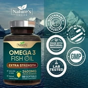 Omega 3 Fish Oil 2400 mg - Triple Strength Fish Oil Omega 3 Capsules - Essential Fatty Acids EPA & DHA Supplement - Best Brain & Heart Health Support Supplements - USA Bottled, Non-GMO - 120 Softgels