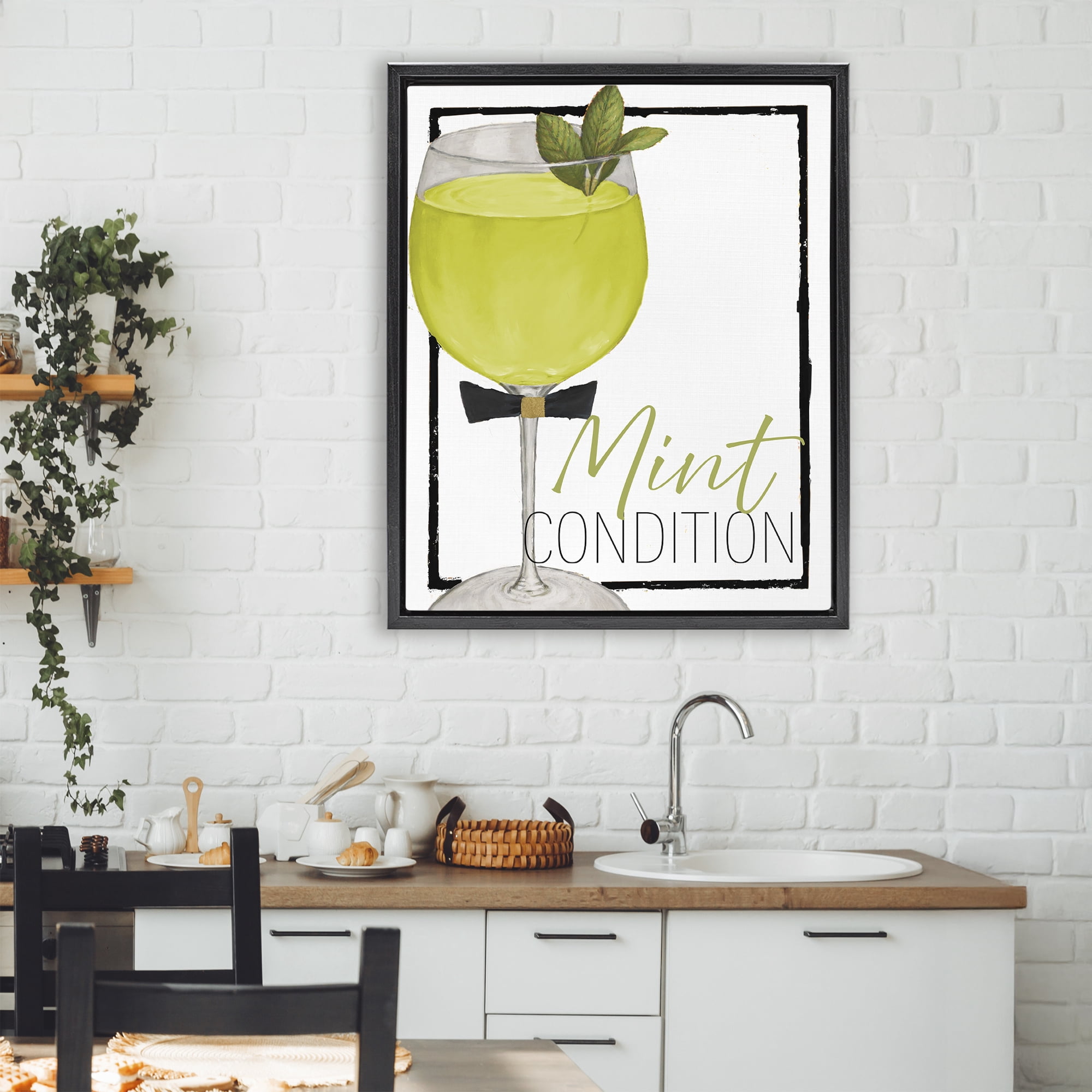 Stupell Industries Mint Condition Cocktail Black Framed Floater Canvas Wall Art, design by Lorenzo Collective