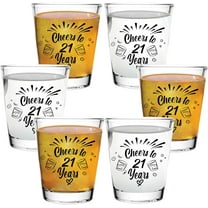 Cheers to 21 Years CLEAR Shot Glasses - 2oz Set of 6 - With Gift Box