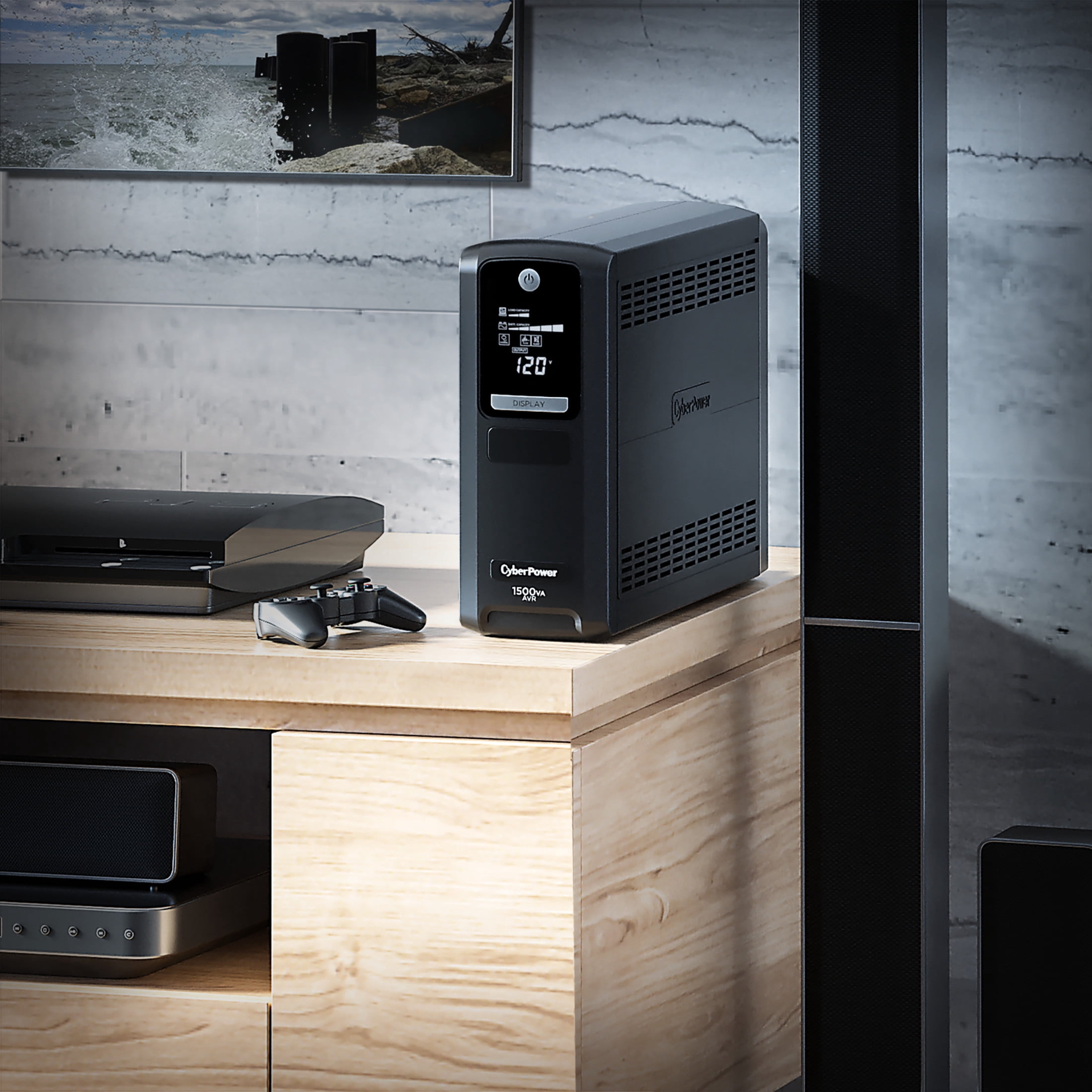 CyberPower LX1500GAVR Battery Backup UPS, 1500VA/900W, 120V, 10 Outlets, LCD, AVR, 6 ft Cord, Black