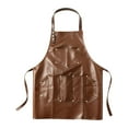 thumbnail image 4 of Work Apron Cooking Apron PU Leather Oil Resistant Six Pockets Lightweight for Waiter Barbecue Restaurant, 4 of 9