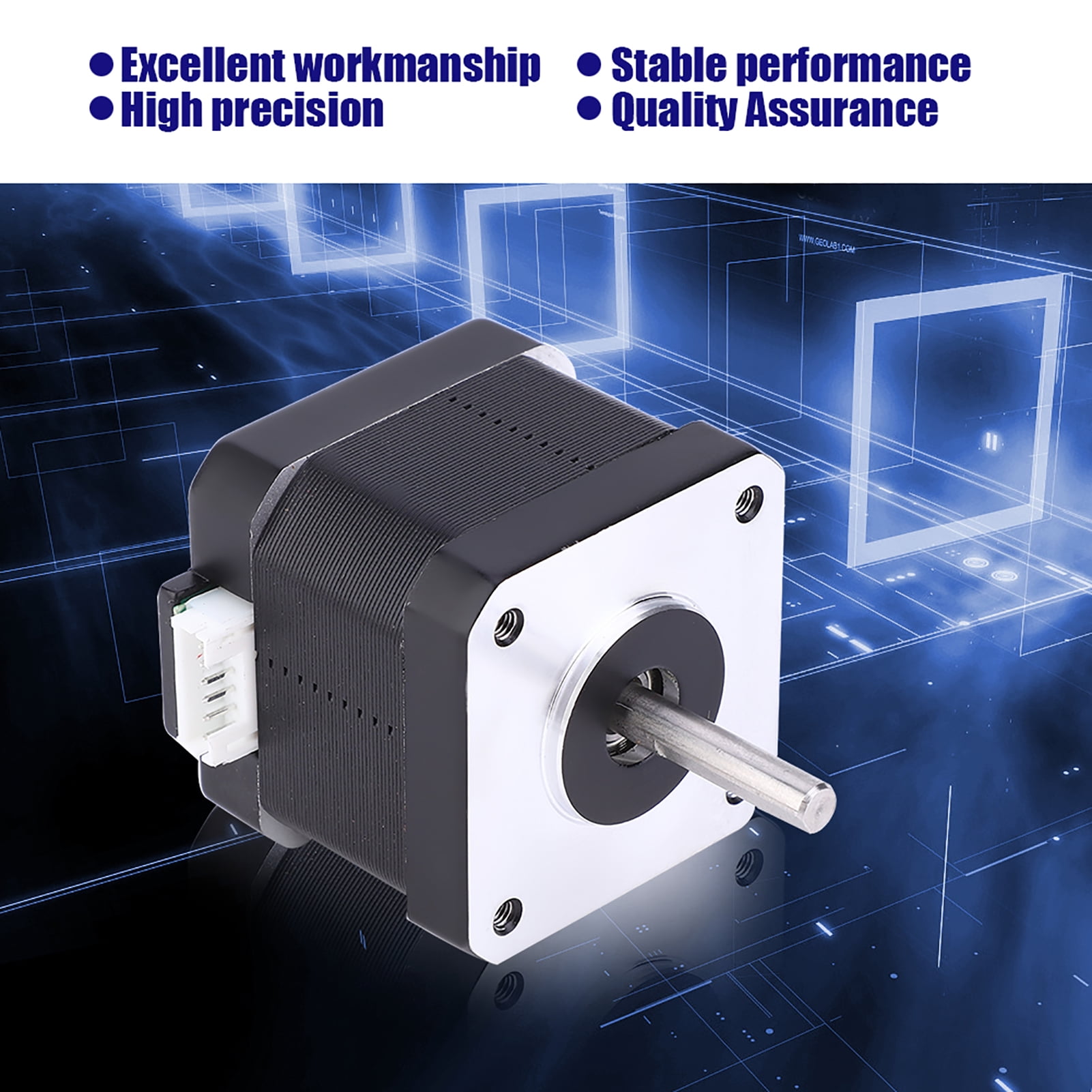 Motor Paso A Paso Nema17 1.7A 0.9° – 42N.cm, 48mm, Bipolar, 4 Hilos, Para Impresora 3D