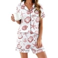 thumbnail image 2 of Endives Womens Pajama Sets Print Womens Nightwear 2 Piece Pajamas Set Short Sleeve Button Down Shirt and Short Soft Sleepwear Matching Sets Women Clothing, 2 of 5