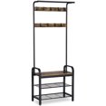 thumbnail image 1 of Boutique Home Entry Way Bench Shoe Rack And Coat Rack In Rustic Brown, 1 of 7