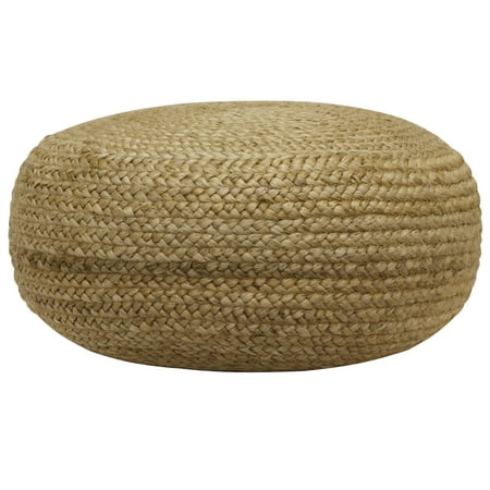 Decor Therapy Round Woven Natural Jute Pouf, 20" x 10"