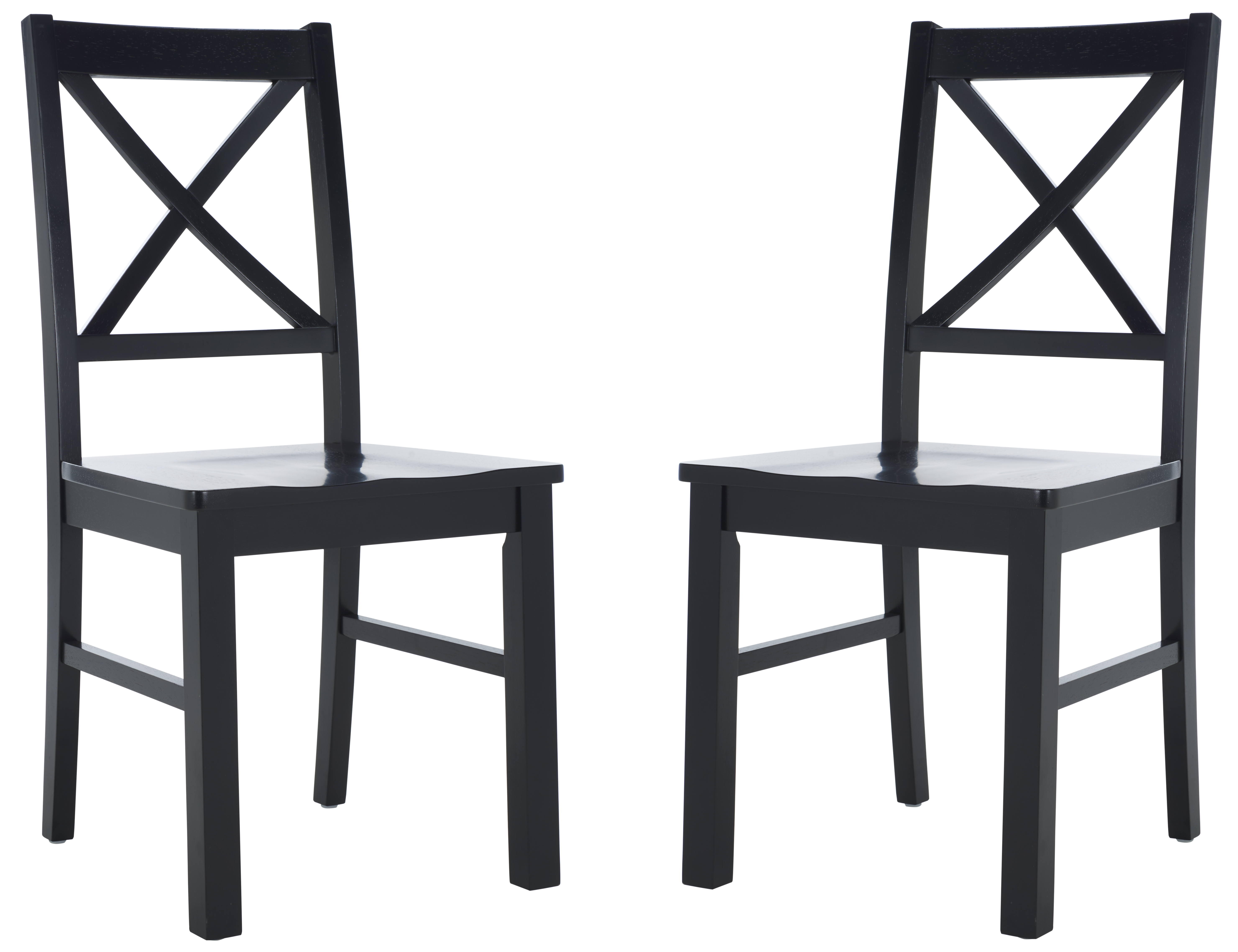 Safavieh Akash Traditional Rubberwood Dining Side Chairs, Black (Set of 2)
