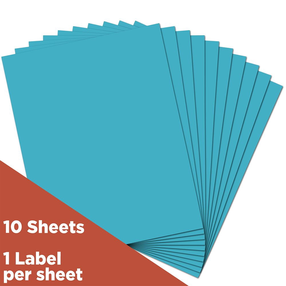 JAM Paper Full Page Shipping Labels, 8 1/2 x 11, Blue, 10 Full Sheets per Pack