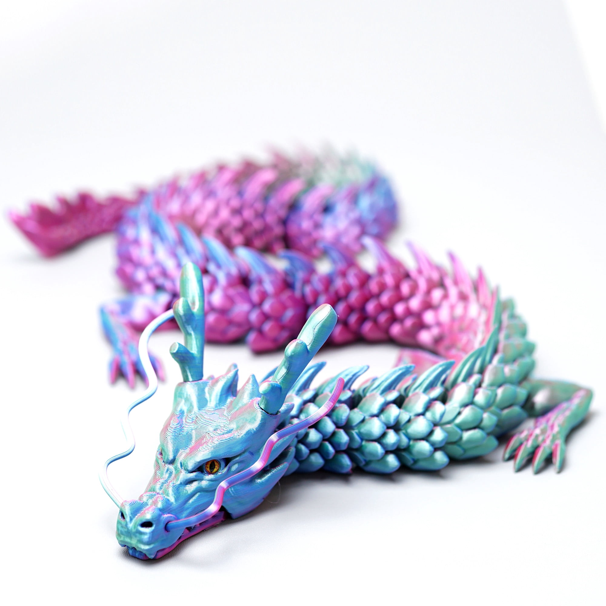 33.5inch 3D Printed dragon,Flexible Joint Animal lacertid Figurines,Realistic Eyes, Home Office Decor,Fidget Toy for Adults Teens Boy Festival Gifts
