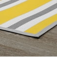 thumbnail image 4 of 6x9 Waterproof, Reversible Plastic Straw Outdoor Rugs for Patios | Also for Camping, RV, Deck, Porch, Balcony, Camp, Patio | Yellow, Stripes | Size: 5'11'' x 8'11'', 4 of 9