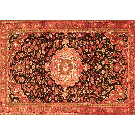 Ahgly Company Indoor Rectangle Medallion Orange Traditional Area Rugs, 5' x 8'