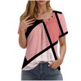 thumbnail image 1 of Camisetas de Cuello Redondo Impreso Gradiente de las Mujeres, Manga Corta Casual Top para el Uso Diario, 1 of 5