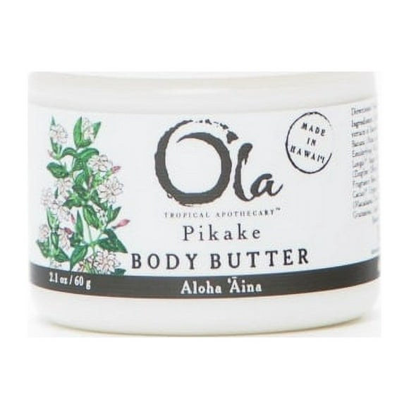 OLA Tropical Apothecary Pikake Body Butter - Nourishing Cream with Organic Coconut Oil, Macadamia Nut and Avocado Butter - Ideal for Dry Skin - 2.1oz
