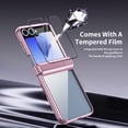 thumbnail image 5 of ELEHOLD for Samsung Galaxy Z Flip 5 Case, Slim Plating PC Transparent Hinge Protection Crystal Clear Case with Integrated Screen Protector for for Samsung Galaxy Z Flip 5,Pink, 5 of 7