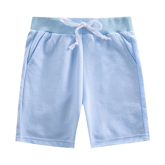 FLMEI Toddler Baby Boys Girls Shorts Solid Color Shorts Trousers for Kids Elastic Waist Jogger Short Summer Unisex Five Pants with Pockets 1-9 Years Old