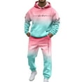 thumbnail image 3 of 2 Piece TrackSuits Set Mens Hoodies and Sweatpants Sets Jogging Workout Casual Sweat Suits Spring Light Pink XXL, 3 of 5