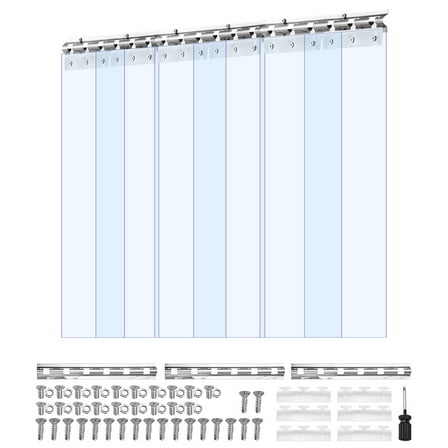 KFFKFF Clear PVC Strip Curtain, 84 x 36 Inches, 0.08 Inch Thickness, 6-Pack Walk-In Freezer Cooler Strips, Thermal Insulation Plastic Door Strips for Warehouses, Freezers, and Garage Entrances