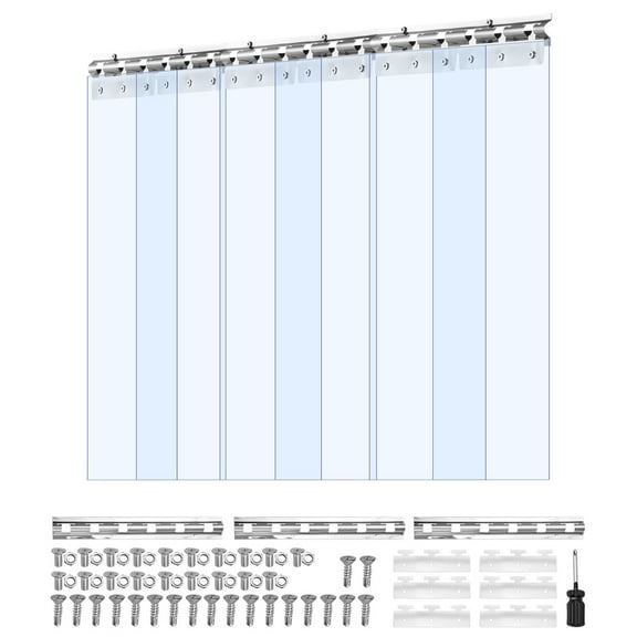 KFFKFF Clear PVC Strip Curtain, 84 x 36 Inches, 0.08 Inch Thickness, 6-Pack Walk-In Freezer Cooler Strips, Thermal Insulation Plastic Door Strips for Warehouses, Freezers, and Garage Entrances