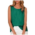 thumbnail image 6 of GEWSEY Dressy Tank Tops for Women Cotton Linen Gauze Shirts Sleeveless Summer Tunic Top Loose Fit Lightweight Casual Blouses (Dark Green, XXL), 6 of 6