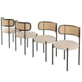 thumbnail image 6 of Farini Upholstered Dining Chair Set of 4, Rattan Backrest Kitchen Chair, Light Brown, 6 of 8