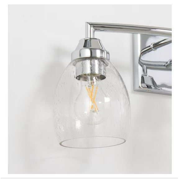 Style Selections 5.375-in x 5-in Bell Seeded Glass Vanity Light Shade with 2-1/4-in fitter