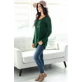 thumbnail image 3 of Wenseny Long Sleeve Shirt for Women V-Neck Side Split Casual Tops Loose Shirts Green S, 3 of 6