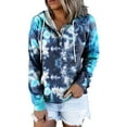 thumbnail image 2 of Tunic Tops for Leggings Cotton Winter Relaxed Fit Hooded Long Sleeve Mitten- Drop Shoulder Hoody Solid Color Leisure Polyester Sweatshirts Hoodies(Blue,S), 2 of 7