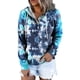 thumbnail image 2 of Gibobby Sudadera en Ligero y calientito Sudaderas para mujeres Fashion Drawstring Button Pocket Shirt Casual Long Manga Tie Gradiente de tinte impreso Hoodie Suatshirt （Azul， L), 2 of 5