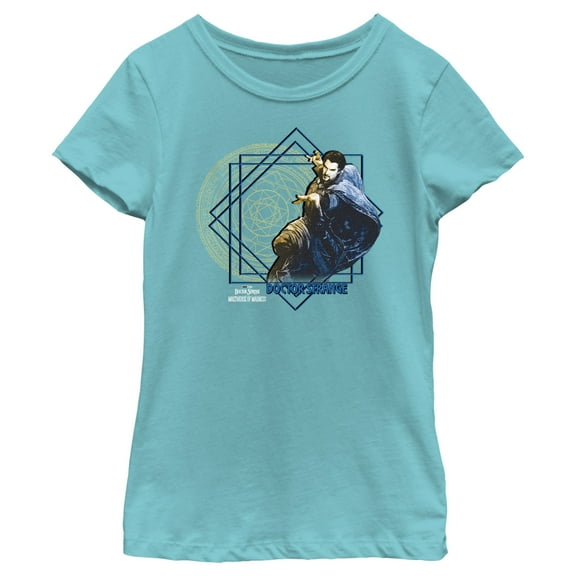 Girl's Marvel Doctor Strange in the Multiverse of Madness Geometric Strange Graphic Tee Tahiti Blue Medium