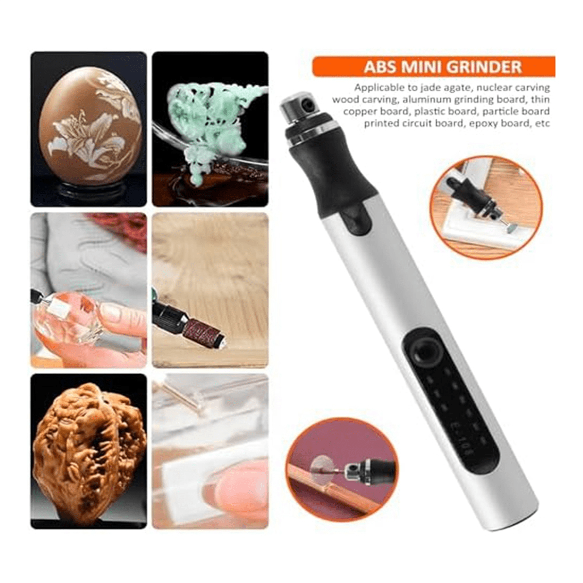 Mini Engraving Pen, 5000-18000R/Min Quiet Jewelry Carving Tool, for Jewelry Glass Stone Metal Plastic Wood Resin