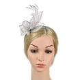 thumbnail image 4 of Tittly Head Scarf Fascinators Hats Women's Elegant Hat Strap Flower Feather Party Hat Hair Clip Headband Accessory Head Scarf Hair Accessories Grey One Size, 4 of 9