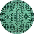 thumbnail image 1 of Ahgly Company Indoor Round Abstract Turquoise Blue Modern Area Rugs, 3' Round, 1 of 4