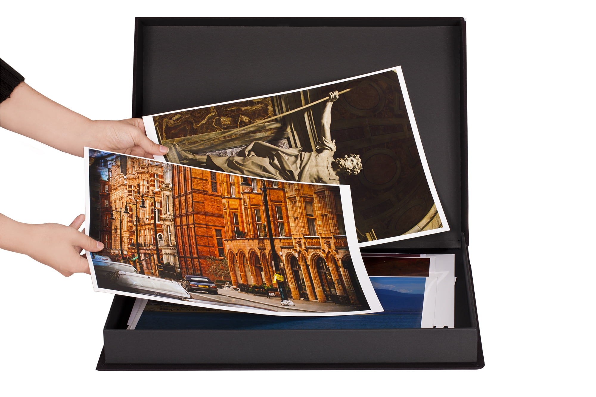 HG Concepts Art Photo Storage Box Eternity Archival Clamshell Box For Storing Artwork, Photos & Documents Deluxe Acid-Free Sturdy & Lined With Archival Paper - [Black - 24" x 32"]