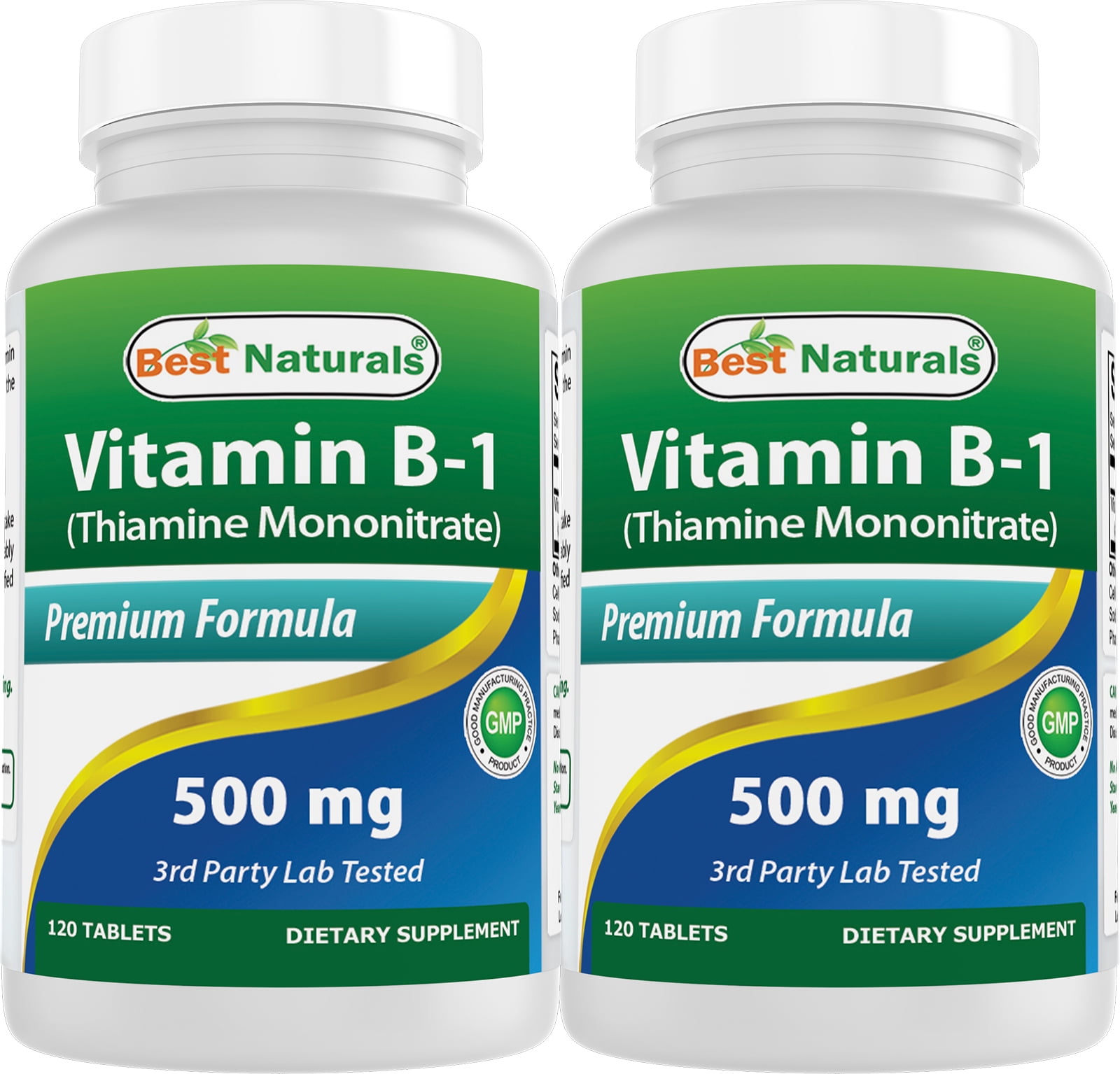 2 Pack Best Naturals Vitamin B1 500 mg 120 Tablets Vitamin B1 as Thiamine Mononitrate